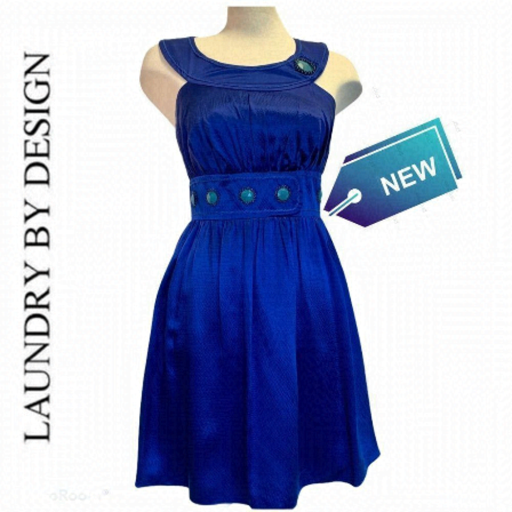Laundry By Design NWT blue teal silk dress Sz 4